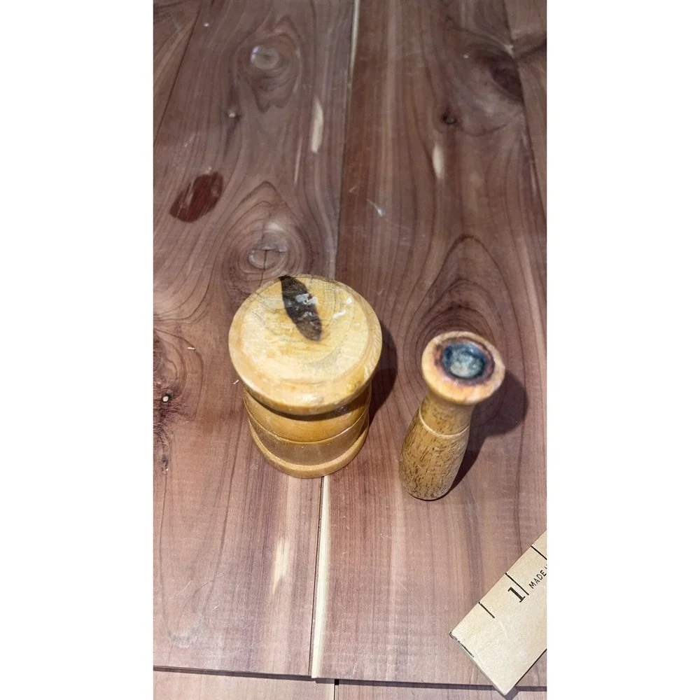 Vintage Miniature Antique Wood Mortar and Pestle Set 2.5